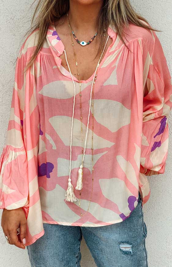Light pink CATHY blouse 7/8 sleeves