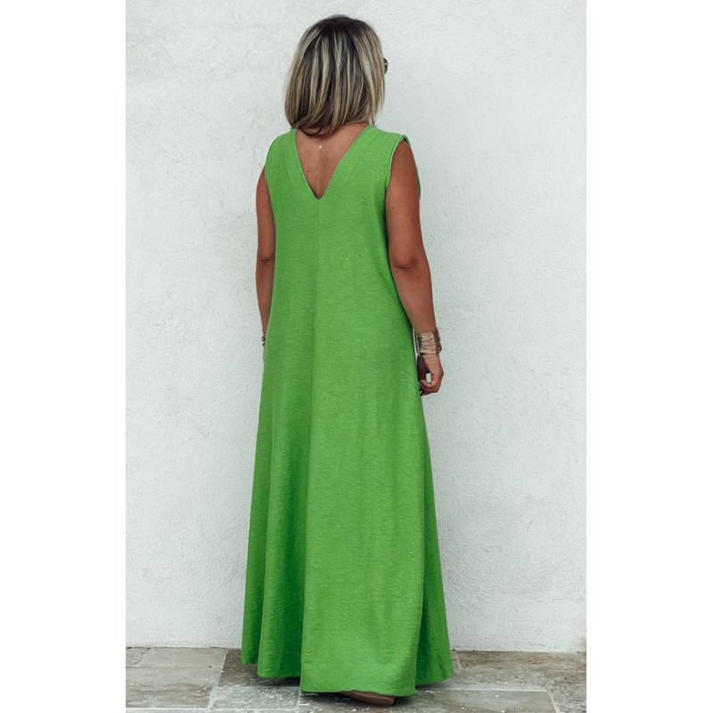 Robe BERENICE longue verte Banditas Robes Bohemes Boutique Keva