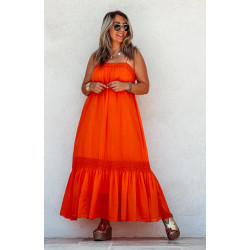 Robe KATY longue bretelles orange