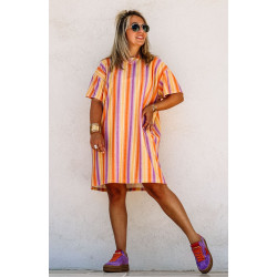 Robe JANETA courte manches courtes violette