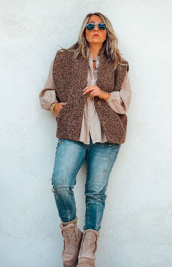 NAMIKA sleeveless jacket brown