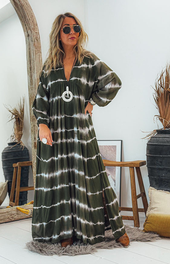Khaki NAOMIE long dress