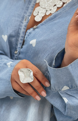 Silver QUEEN ring