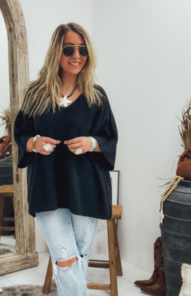 Pull LEONARDO manches 3/4 noir