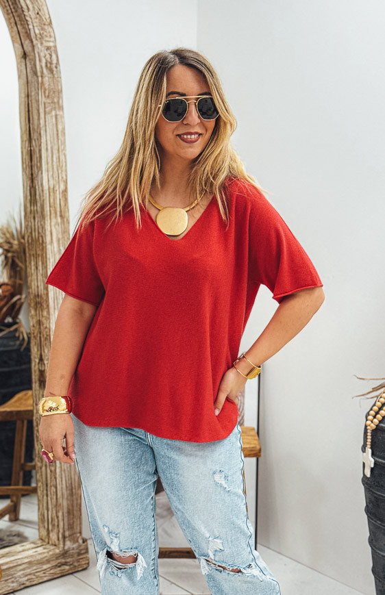 T-shirt ANTHONY manches courtes cerise