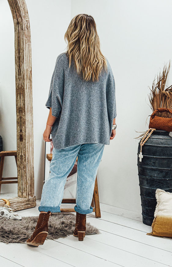Pull LEONARDO manches 3/4 gris