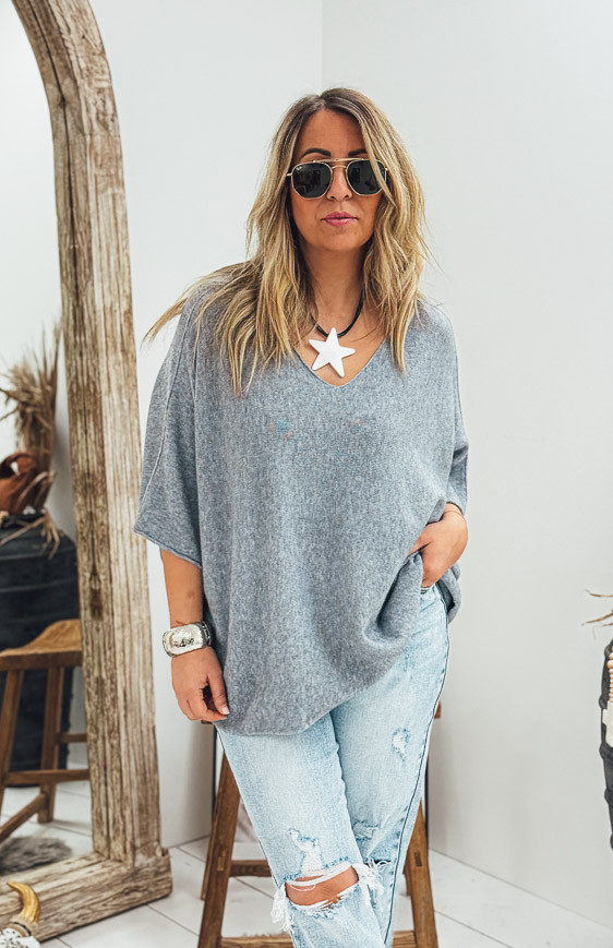 Pull LEONARDO manches 3/4 gris