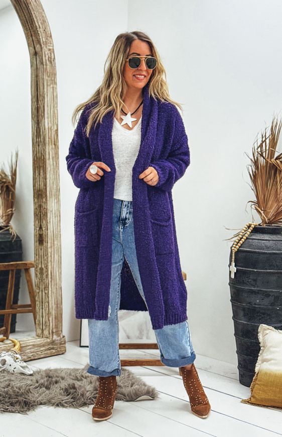 Purple GIOVANNI mid-length cardigan