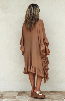 Robe MANUELLA courte manches 3/4 camel