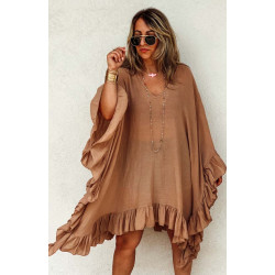 Robe MANUELLA courte manches 3/4 camel