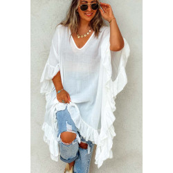 Robe MANUELLA courte manches 3/4 blanche