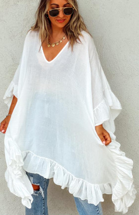 Robe MANUELLA courte manches 3/4 blanche