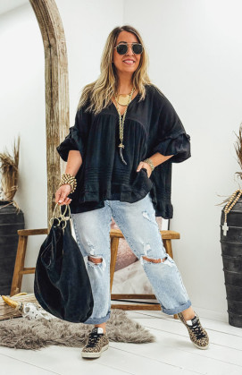 Black LEONE 3/4 sleeves tunic