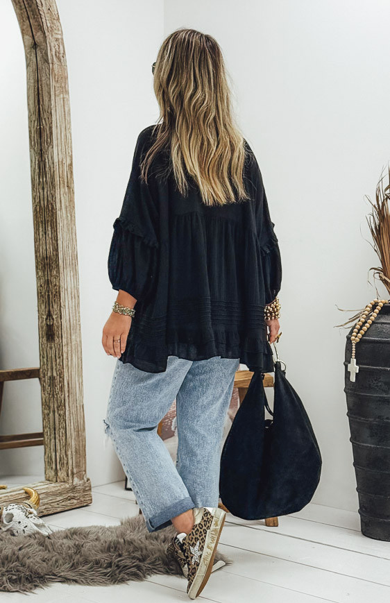 Black LEONE 3/4 sleeves tunic