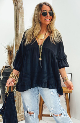 Black LEONE 3/4 sleeves tunic