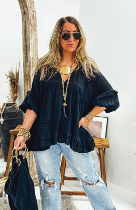 Black LEONE 3/4 sleeves tunic