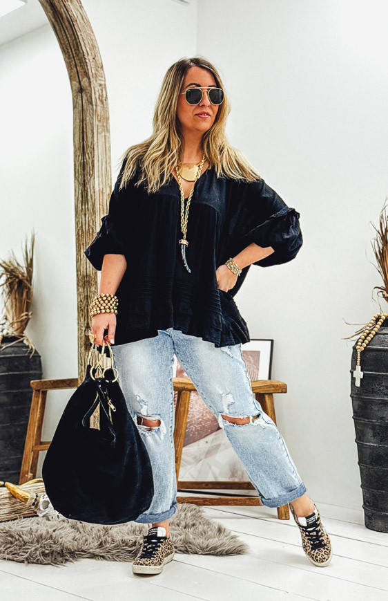 Black LEONE 3/4 sleeves tunic