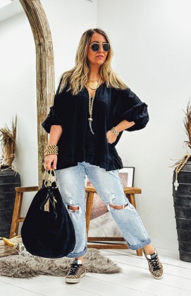 Black LEONE 3/4 sleeves tunic