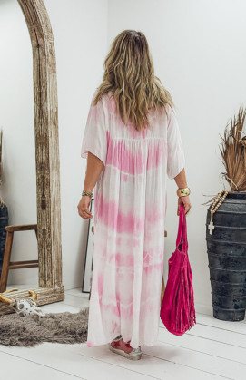 Robe JOY longue manches courtes rose clair