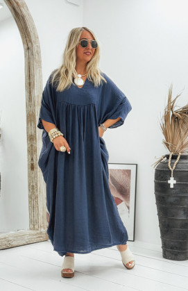 Dark blue INAYA short-sleeved long dress