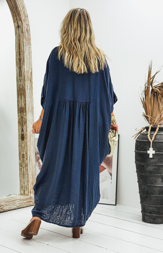 Dark blue INAYA short-sleeved long dress