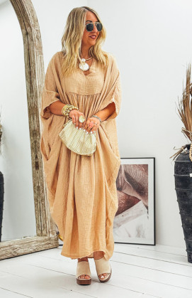 Camel INAYA short-sleeved long dress