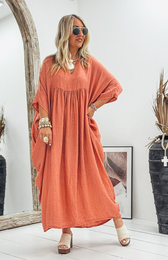 Old pink INAYA short-sleeved long dress