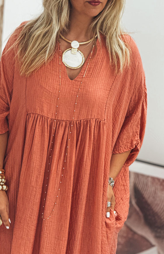 Old pink INAYA short-sleeved long dress