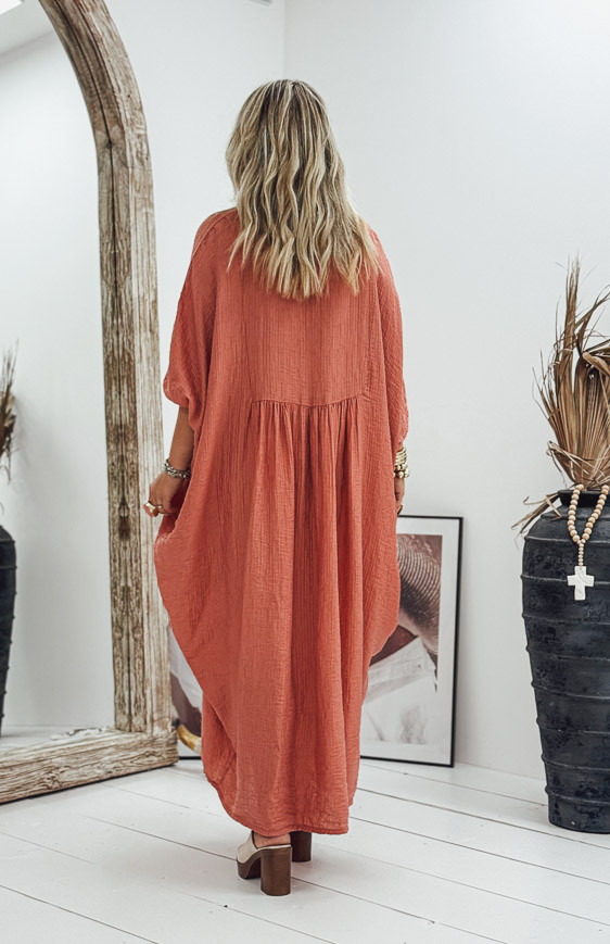 Old pink INAYA short-sleeved long dress