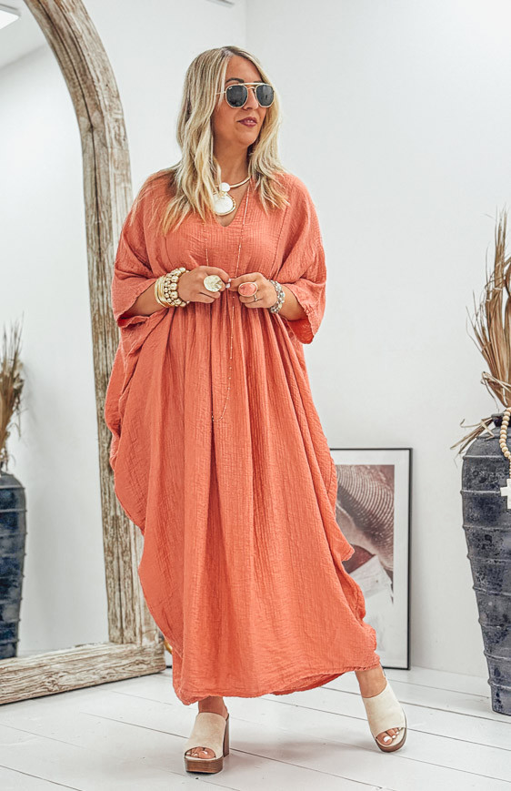 Old pink INAYA short-sleeved long dress
