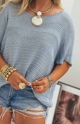Pull FELICITY manches courtes bleu clair