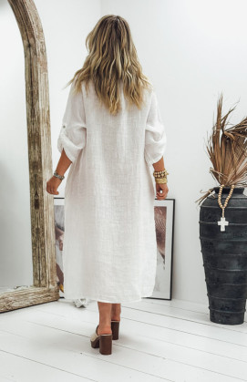 Robe SERENA longue manches 3/4 blanche