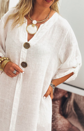 Robe SERENA longue manches 3/4 blanche