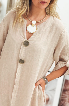 Taupe SERENA 3/4 sleeves long dress