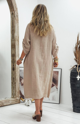 Taupe SERENA 3/4 sleeves long dress