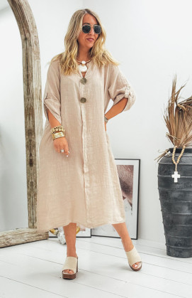 Taupe SERENA 3/4 sleeves long dress