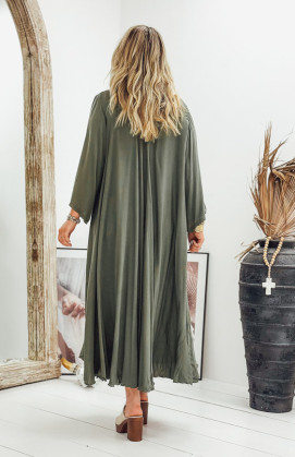 Khaki DELICIA 7/8 sleeves long dress