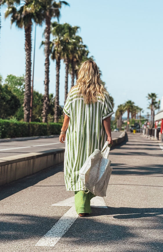 Robe INES longue manches courtes verte