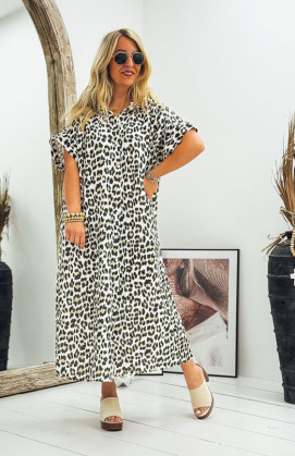 Léo/black CAPUCINE short-sleeved long dress