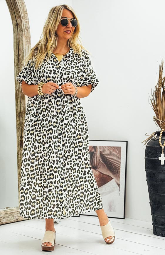 Léo/black CAPUCINE short-sleeved long dress