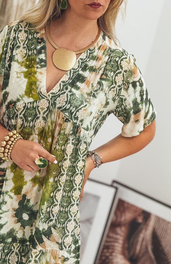ARIANE long dress, short sleeves
