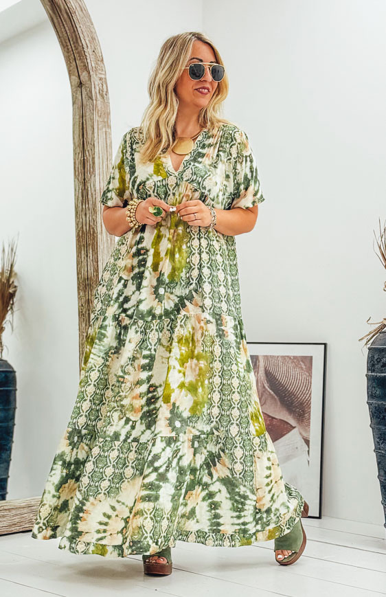 ARIANE long dress, short sleeves