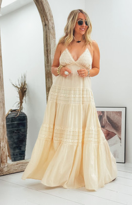 Beige ZOELIE long strapless...