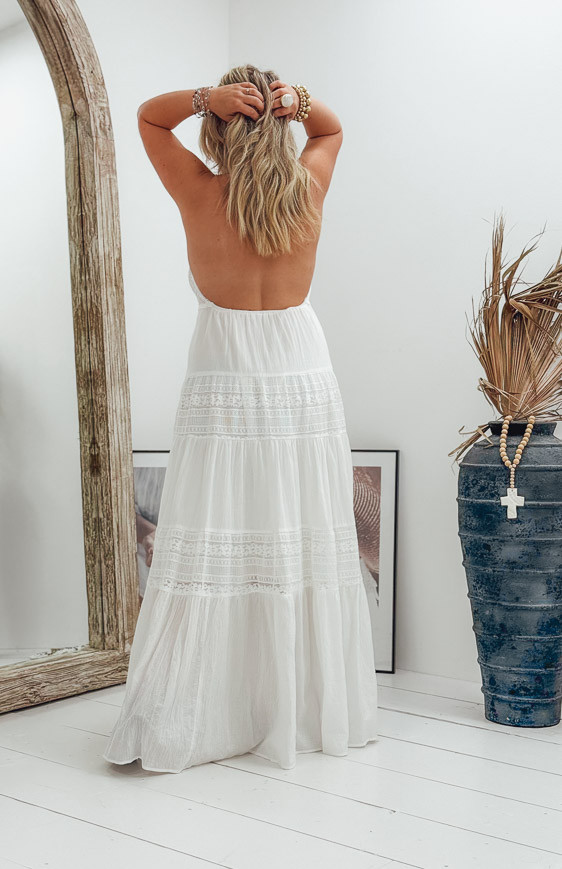 White ZOELIE long strapless dress