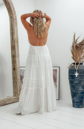 White ZOELIE long strapless dress
