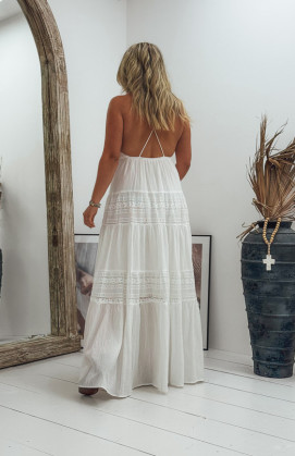 White ZOELIE long strapless dress