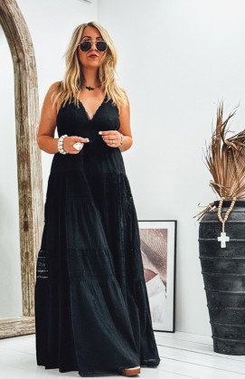 Robe ZOELIE longue bretelles noire