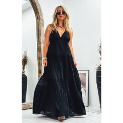 Robe ZOELIE longue bretelles noire