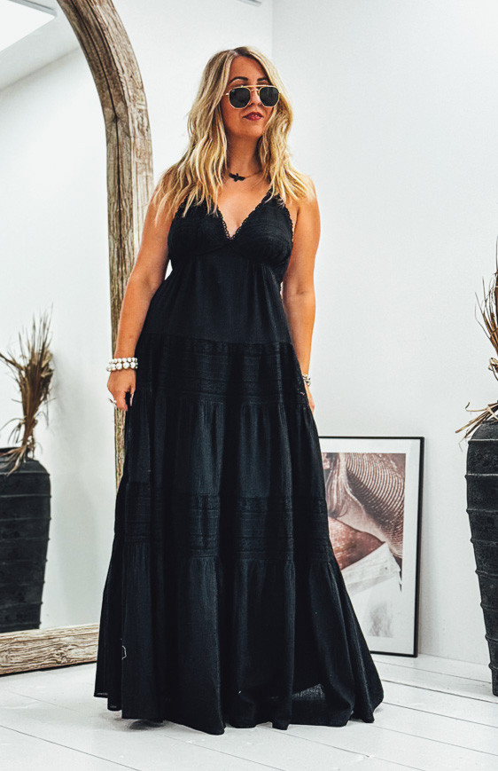 Robe ZOELIE longue bretelles noire