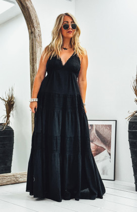 Robe ZOELIE longue bretelles noire